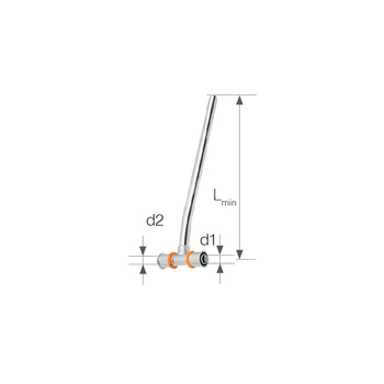 Trójnik mosiężny z rurą Cu fi15 ultraPRESS - 20 L = 750 mm