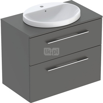 Geberit Selnova Square Zestaw szafki z blatem pod umywalkę, B79.1cm, H70.3cm, T50.2cm, z dwiema szufladami, lava, z umywalką wpuszczaną w blat, z przelewem, z otworem na baterię