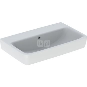 Umywalka GEBERIT Selnova Compact prostokątna, biała, 650mm, bez otworu na baterię, z odpływem przelewowym, półka od ściany